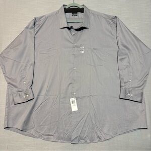 Van Heusen Big Fit Stretch Long Sleeve Button Up Dress Shirt Grey Men's 22 34/35